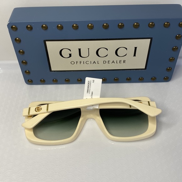 💯 - Gucci Cream/Grey Gradient GG0632S Square Sunglasses - Picture 11 of 15
